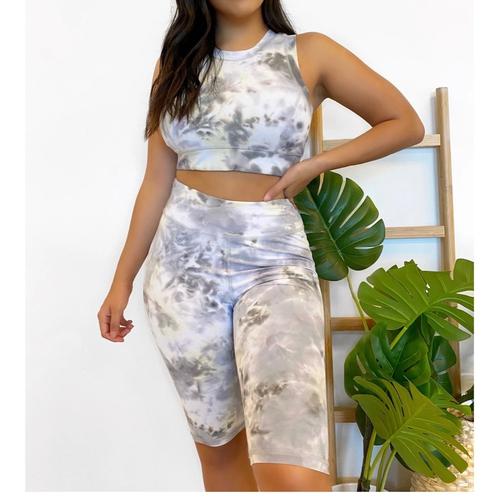 Biker shorts and sports bra set